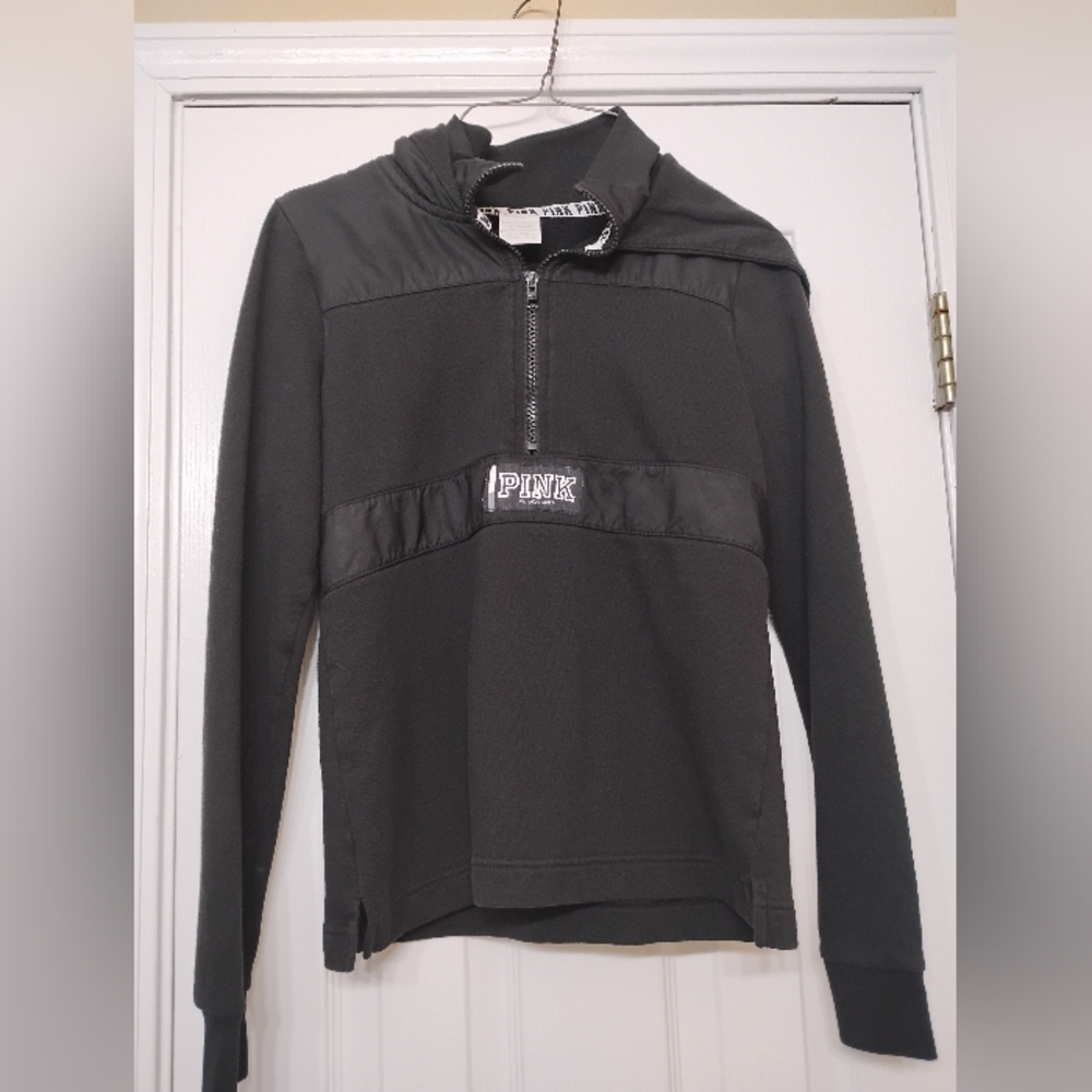 PINK Victorias secret black quarter zip hoodie